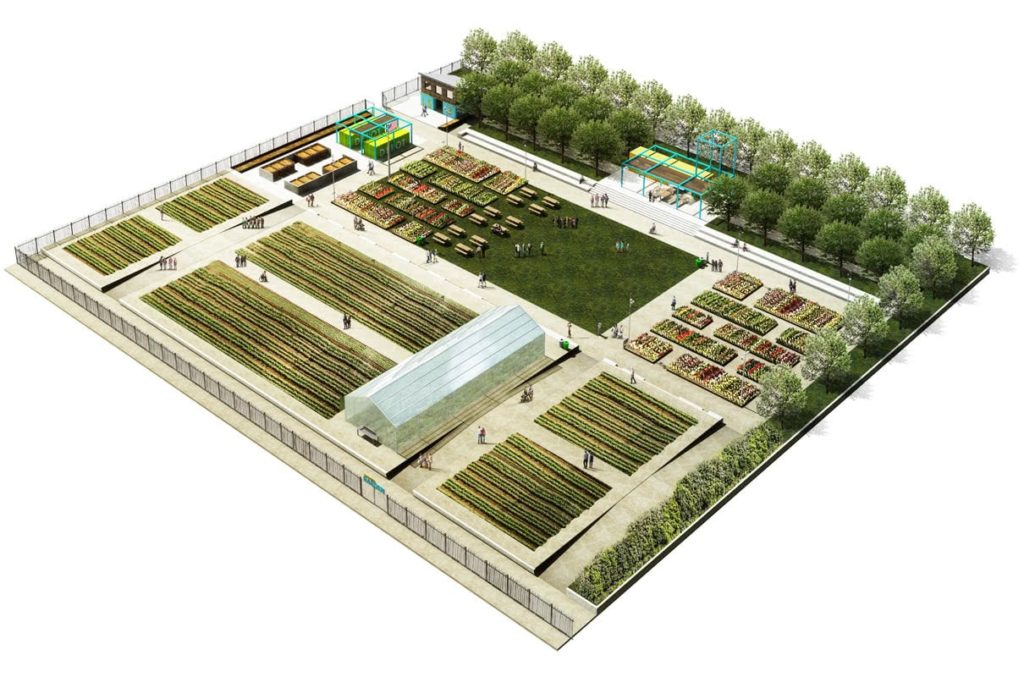 Rendering of Brooklyn Learning Garden diagram of farm layout