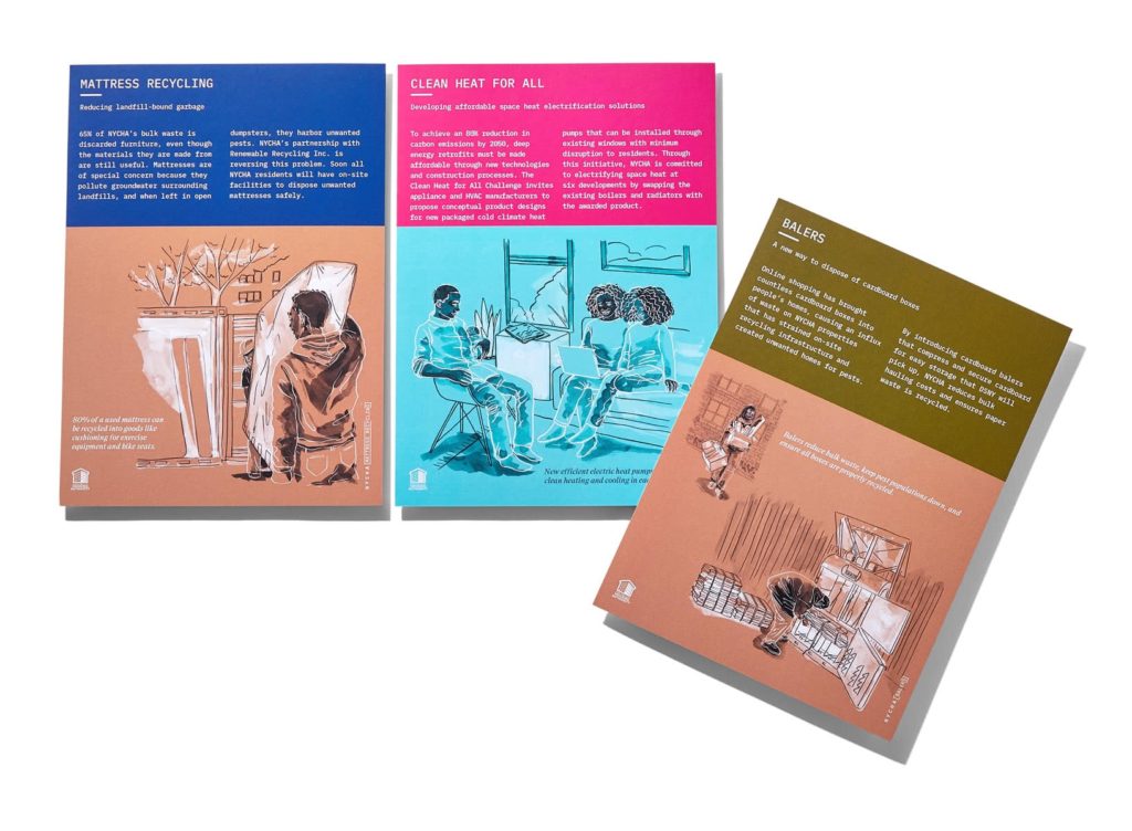 Engagement: engagement materials on mattress recycling, clean heat for all, balers