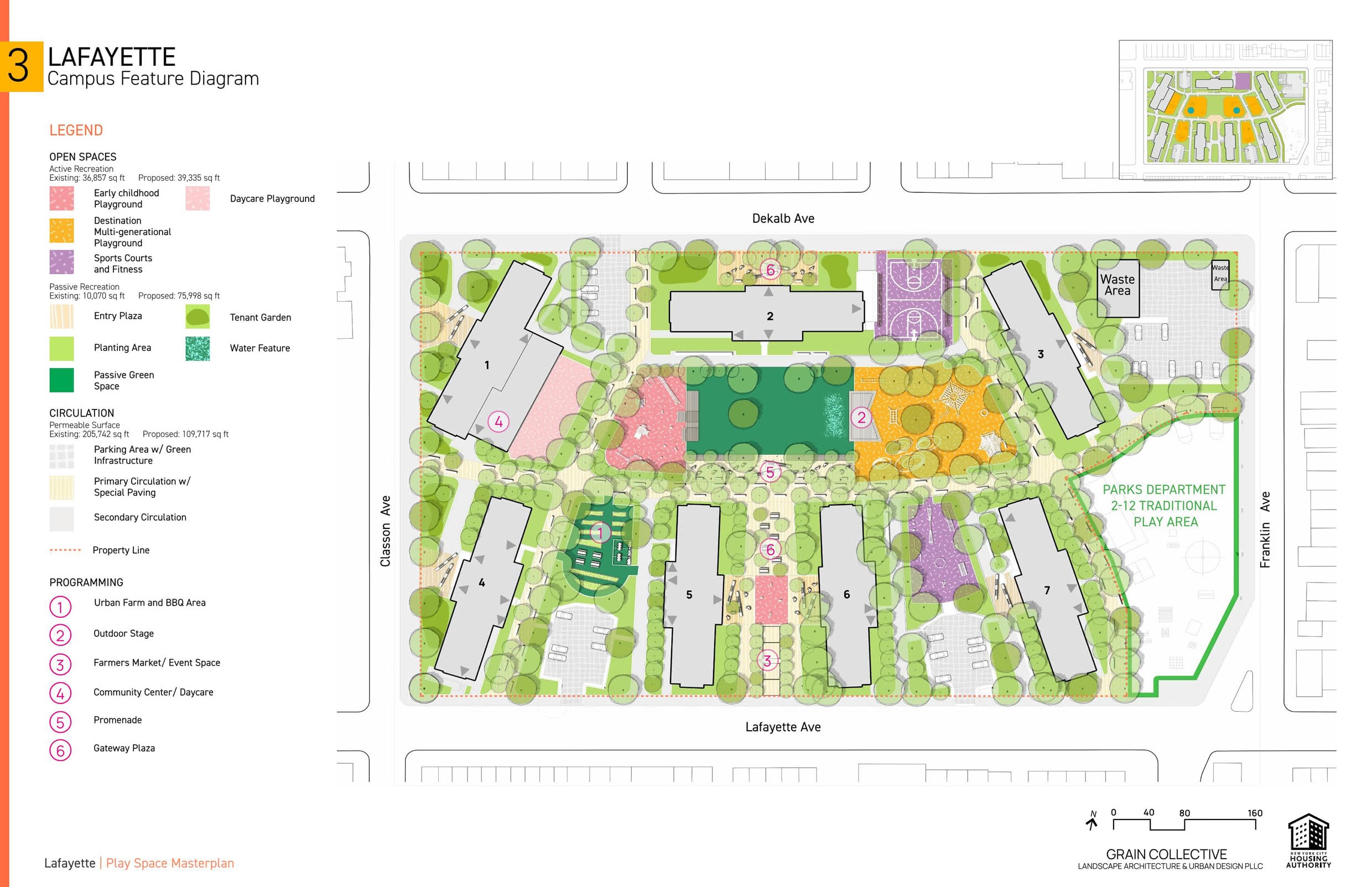 NYCHA Open Space Master Plan Lafayette Campus feature design